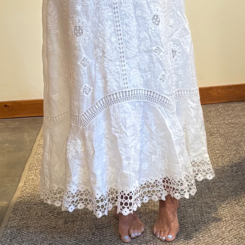Polo Ralph Lauren White Eyelet Maxi Skirt, Sz 8 , 100%cotton